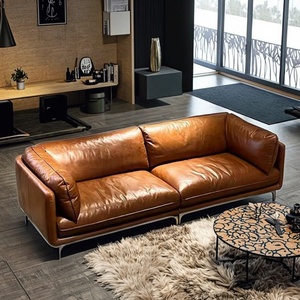 أريكة إيطالية بسيطة فنية لغرفة المعيشة في الفندق أريكة مستقيمة مسطحة بتصميم بسيط من الجلد الأصلي للاستخدام - Product Image 2