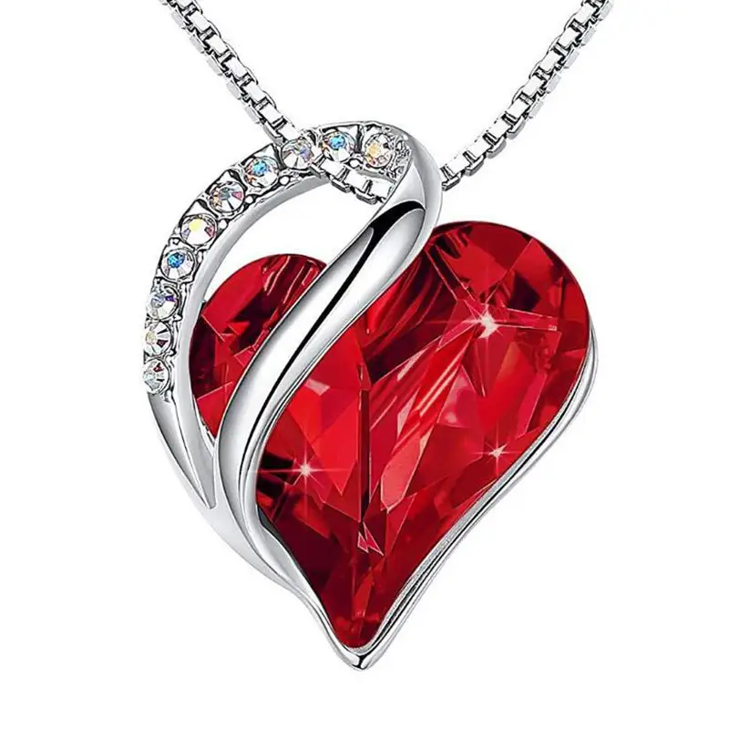 New Fashion Love Ocean Heart December Birthday Stone Pendant Jewelry Austrian Crystals Birthstone Necklace Gifts For Women