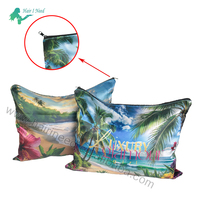Sac de luxe personnalisé en satin avec fermeture éclair, sacs d'emballage réutilisables en satin doux, sacs cosmétiques en satin pour extensions de cheveux