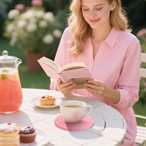 Juego de 8 Posavasos de Madera Rosa con Soporte - Regalos de Cumpleaños para Mujeres - Product Image 5