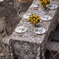 Nappe Jacquard Florale Damassée en Polyester Personnalisable Lavable Moderne Tissée pour Mariage Banquet Hôtel Fête en Plein Air Décoration de Table