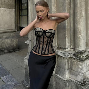 2025 vendita calda nuovo corsetto da donna con motivo Jacquard in pizzo top corsetti Color vino corsetto per bruciare il grasso della pancia - Product Image 6