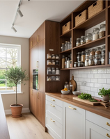CBMmart Nouvelle conception de vitrines en noyer avec façade en verre et éclairage LED intérieur pour exposer votre vaisselle et vos verres de qualité supérieure