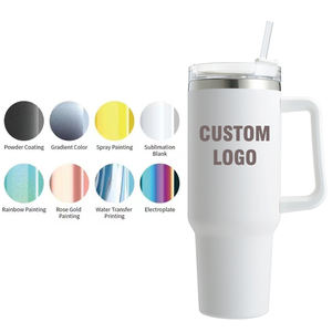 <span class=keywords><strong>Taza</strong></span> de vaso de viaje de 40Oz con recubrimiento en polvo de acero inoxidable mejorado con logotipo personalizado con asa 2,0 - Product Image 2