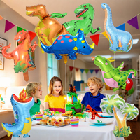 Set Balon Foil Dinosaurus Cocok untuk Anak-Anak, Balon Dekorasi Tema Dinosaurus Ulang Tahun yang Lucu