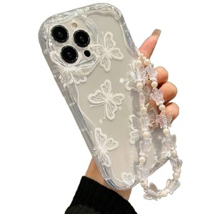<span class=keywords><strong>Collier</strong></span> de style crème papillon peint en blanc de haute qualité avec étui de téléphone à chaîne perlée pour <span class=keywords><strong>IPhone</strong></span> 16 15 14 <span class=keywords><strong>13</strong></span> <span class=keywords><strong>Pro</strong></span> <span class=keywords><strong>Max</strong></span> - Product Image 5