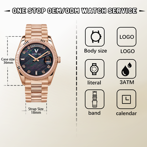 Reloj de Cuarzo Personalizado para Hombre, con Correa de 18 mm, Esfera de Perlas, Cristal, Resistente al Agua 3ATM, de Acero Inoxidable, con Fecha y Día de la <span class=keywords><strong>Semana</strong></span>, con Diamantes - Product Image 2