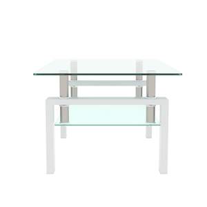 DB Table basse transparente moderne Table centrale latérale blanche Durable pour meubles de Table à thé de salon - Product Image 3