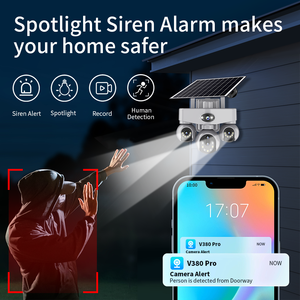 Cámara de Seguridad Solar 4G con Tarjeta SIM, Detección Humanoide, Triple Lente de 12MP, Vigilancia IP V380 para Exteriores, con Panel Solar - Product Image 5