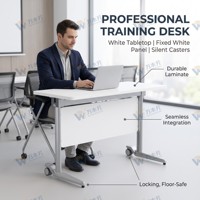 Table de conférence modulaire avec pieds en métal, mobilier de bureau commercial multi-places pour l'école, le bureau à domicile et l'atelier