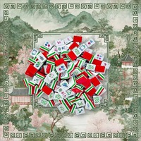 Ensemble de mahjong américain gravé à 4 couches, 160 tuiles, vert magenta, tapis Shanshui pour une méditation zen