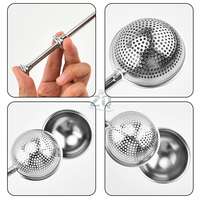 Infuseur à thé portable en acier inoxydable, boule filtrante en maille sphérique dorée, filtre à café, herbes et épices en métal avec poignée pour thé en vrac