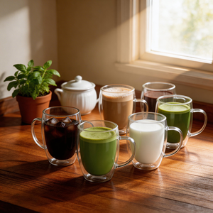 Tazas de Vidrio de Borosilicato de 350 ml (12 oz) Resistentes al Calor, para Café, Latte y Té, de Doble Pared, con Asa, de Fábrica - Product Image 5