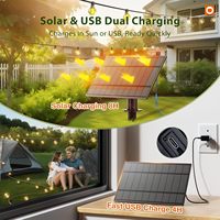 Guirnalda de Luces Solares para Jardín, IP67 Impermeable, con Sensor de Movimiento, 13 Bombillas LED Resistentes a Impactos, Luz Blanca Cálida, Regulable, con Batería