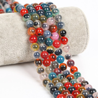 Perles rondes en pierre d'agate naturelle colorée en forme de cœur de sucre, 8mm, 45 pièces, perles en vrac pour la fabrication de bijoux, bracelets, colliers, accessoires
