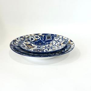 Service de vaisselle en porcelaine moderne à motif mosaïque bleu et or, vaisselle sur glaçure pour la maison/événements, dîner à domicile - Product Image 5