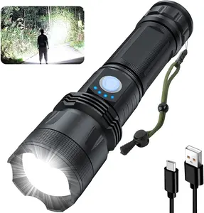 High Power Torch USB Hand Lamp Rechargeable Battery Tactical Waterproof Zoomable LED Flashlight