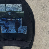 Sweat à capuche vintage délavé à l'acide personnalisé, imprimé sur mesure, en coton épais pour homme, avec motif délavé au soleil