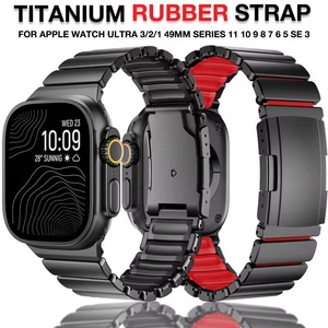 Correa de Silicona y Titanio para Apple Watch Ultra 3/2/1 49mm 46mm 45mm 44mm con Botón de Seguridad para <span class=keywords><strong>IWatch</strong></span> 11 10 9 8 7 6 5 SE 3 - Product Image 1