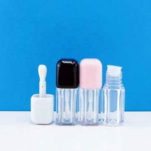 Luxury Unique Cube Lip Tint case 4ml Lip Oil Liquid Lipstick Tube square Transparent Lip <b>Gloss</b> Bottle With Big Brush - Product Image 2