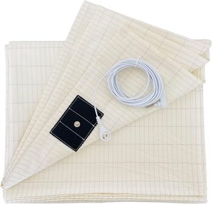 Bộ ga trải giường cỡ đôi 95% cotton hữu cơ 5% sợi bạc, thiết kế hình học mới, kháng khuẩn, giảm đau, tiếp đất - Product Image 3