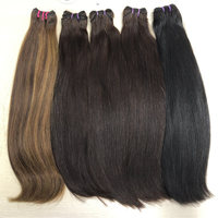 Extensiones de Cabello Humano Liso Vietnamita SDD, 100% Cabello Virgen Sin Procesar, Extensiones de Cabello para Coser de Fácil Colocación, Color Negro Natural