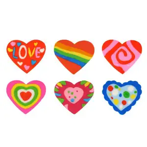 Soododo Hot Sale Colorful Gift Heart Shaped Beautiful Pencil 2D heart Rubber Eraser Office Topper Top