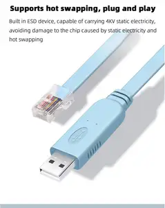 رقاقة FTDI USB إلى RJ45 كابل وحدة التحكم بتصحيح الأخطاء لجهاز التوجيه بتكوين التحكم H3C Cisc0