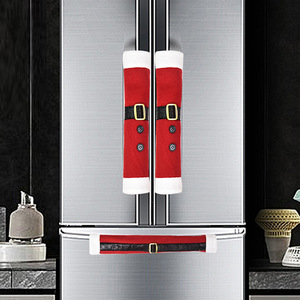 Set di 3 Coperture Rosse in Flanella per Maniglie Frigorifero, Decorazioni Natalizie, Accessori Accoglienti per Cucina, Coperture per Frigorifero e Forno a Microonde - Product Image 1