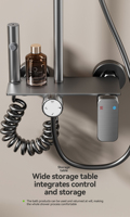 Ensemble de douche de luxe pour hôtel, design moderne, en aluminium spatial, cascade haute pression, 3 fonctions, vente en gros
