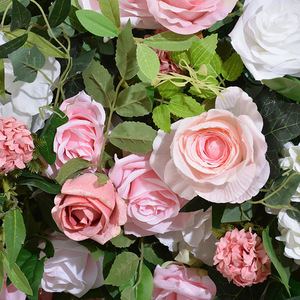 Arche de fleurs artificielles style forêt <span class=keywords><strong>rose</strong></span> et blanc, support rond pour roses et hortensias, décoration de fond pour mariage, fête ou banquet - Product Image 6