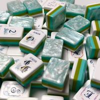 Tuiles de Mahjong américaines Coral Ocean, ensemble de 160, motif tortue et dauphin gravé, en stock, personnalisation OEM/ODM
