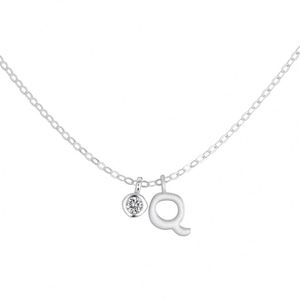 Dylam New Rhodium Plated Dainty CZ Alphabet Letter -Q- Necklace, Personalized Name <b>Initial</b> Necklace for Women Female - Product Image 1