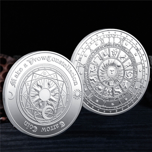 Özel Güneş Ay ve Yıldızlar Hatıra Parası Tasarım Logosu 3D İşlemeli Oyun Parası Özel Metal Gümüş Kaplama Hatıra Paraları - Product Image 3