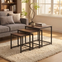 Table basse extensible moderne et minimaliste avec plateau en panneau de densité et structure en fer forgé pour salon