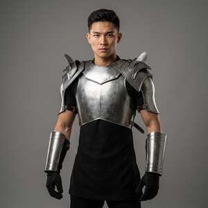 Traje de Armadura de Caballero Moderno de Acero Inoxidable Plateado, Estilo Gótico Medieval, Disfraz de Cosplay, Pechera Completa con Protectores de Brazos - Product Image 1