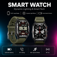 Montre connectée de sport étanche IP67 avec écran TFT 1,83 pouces, lumière ambiante, Bluetooth 5.0, appels, mesure de la pression artérielle et de l'oxygène sanguin, batterie 420 mAh