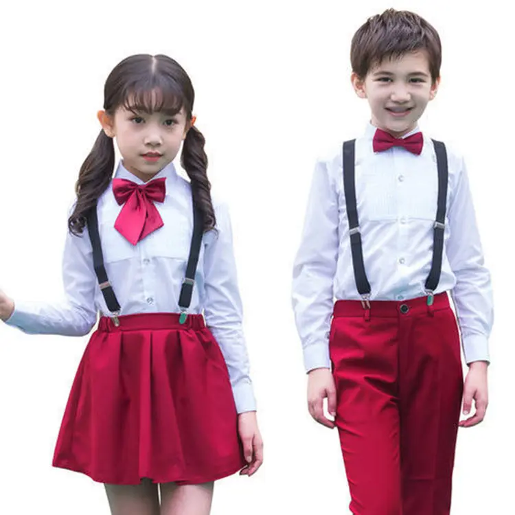 Toptan Sıcak Satış Çocuklar Okul Iş Giysisi Gömlek Kravat Ile ilkokul üniforması
