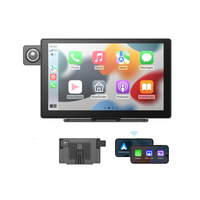 Caméra de tableau de bord à trois voies 2.5/4K 9 "Portable Carplay Android Auto Stereo 1080p Caméra de recul GPS Navi Mirror Link Voice Car Black Box