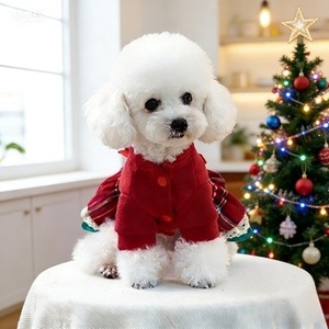 Robe de Noël pour animaux de compagnie, motif renne rouge, tenue chaude d'hiver, design animal mignon, en polyester, style jupe, pour chiens et chats - Product Image 2