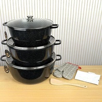 Lot de 10 ustensiles de cuisson modernes en céramique avec revêtement granit, induction, grande taille (36cm, 40cm, 44cm), couleur noire, MOQ 1 ensemble