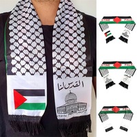 Satin Polyester Tissu Kuffiyeh Free Palestine Wrapping Imprimé Drapeau Hijabs Écharpe Avec Gland