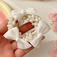 Elegante Organza-Haarschleife mit Perlen, Niedliche Mädchen-Haargummis, Modische Kinder-Haarbänder