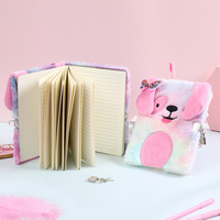 Agenda 2024 A5 con Diseño de Perro de Peluche, Cuaderno de Peluche Suave y Esponjoso, Diario Secreto para Niñas con Candado para Regalo