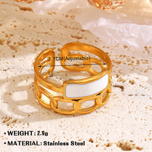 JZ057 Adjustable <b>Open</b> <b>Ring</b> for Women Heart Enamel Stainless Steel Minimalist Fashion Statement Vintage Style Stackable Wholesale - Product Image 6