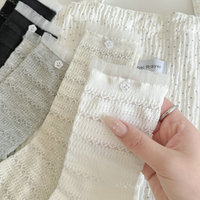 Chaussettes mi-mollet sans couture empilées en mélange de coton Zhuji Printemps-Été 2026, style japonais, respirantes en maille, avec dentelle, pour fille