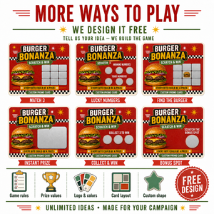 Cartes à gratter personnalisées pour burgers avec coupons de prix cachés pour les récompenses de fidélité des restaurants et les promotions de grand ouverture - Product Image 4