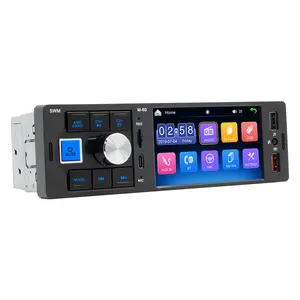 Radio Mobil 1 Din Layar Sentuh 4.1 Inci Pemutar MP5 Tipe C Pengisian Daya USB TF Bebas Genggam 7 Warna Pencahayaan ISO Unit Utama M60