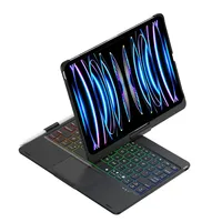 Étui pour iPad 10e génération 2022 et iPad 11e génération A16 2025 avec clavier Bluetooth, emplacement pour stylet, rétroéclairage RVB, support pliable rotatif à 360 degrés