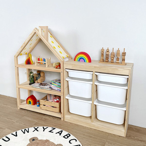 Gabinete de almacenamiento de <span class=keywords><strong>juguetes</strong></span> para niños de madera maciza, estante de libros de imágenes para sala de estar o dormitorio, estantería para bebés, casillero para <span class=keywords><strong>juguetes</strong></span> - Product Image 4